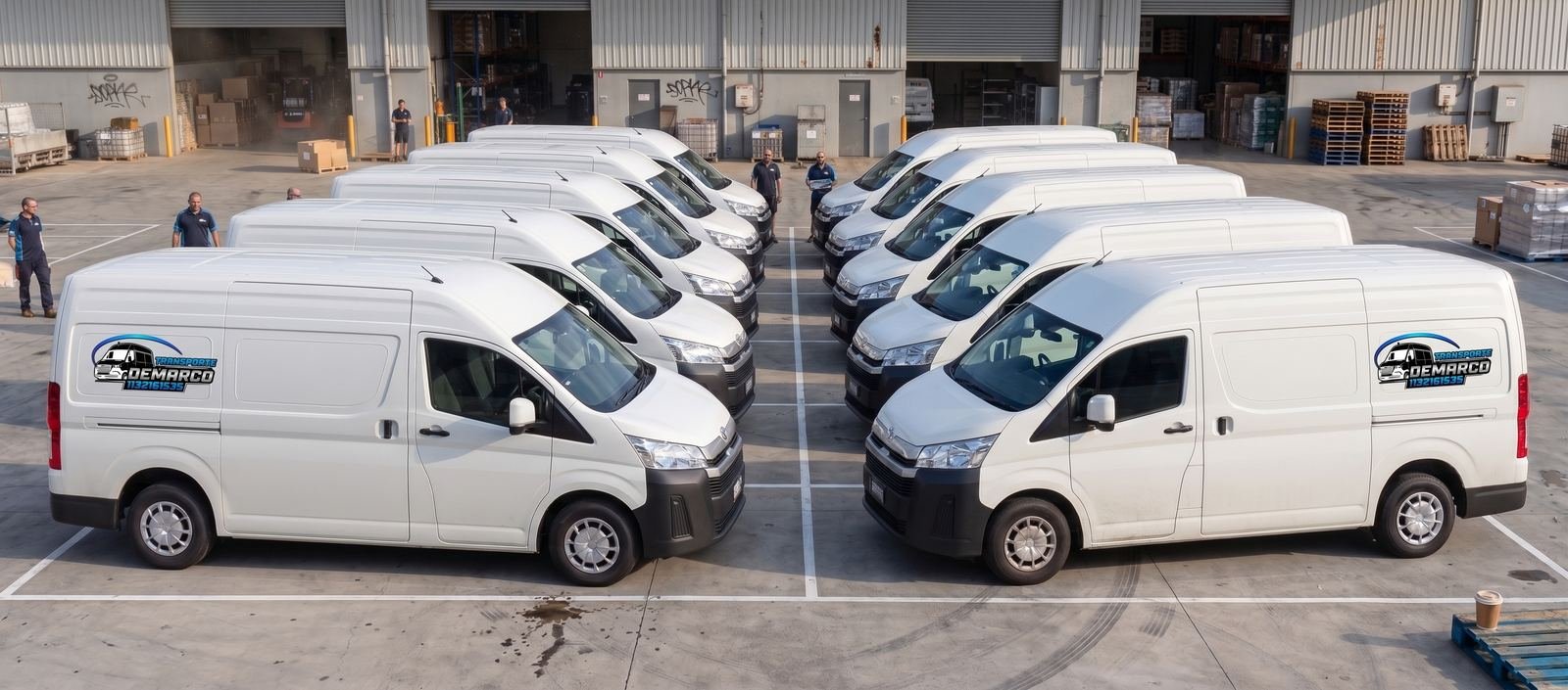 Flota completa de camionetas Demarco Transporte